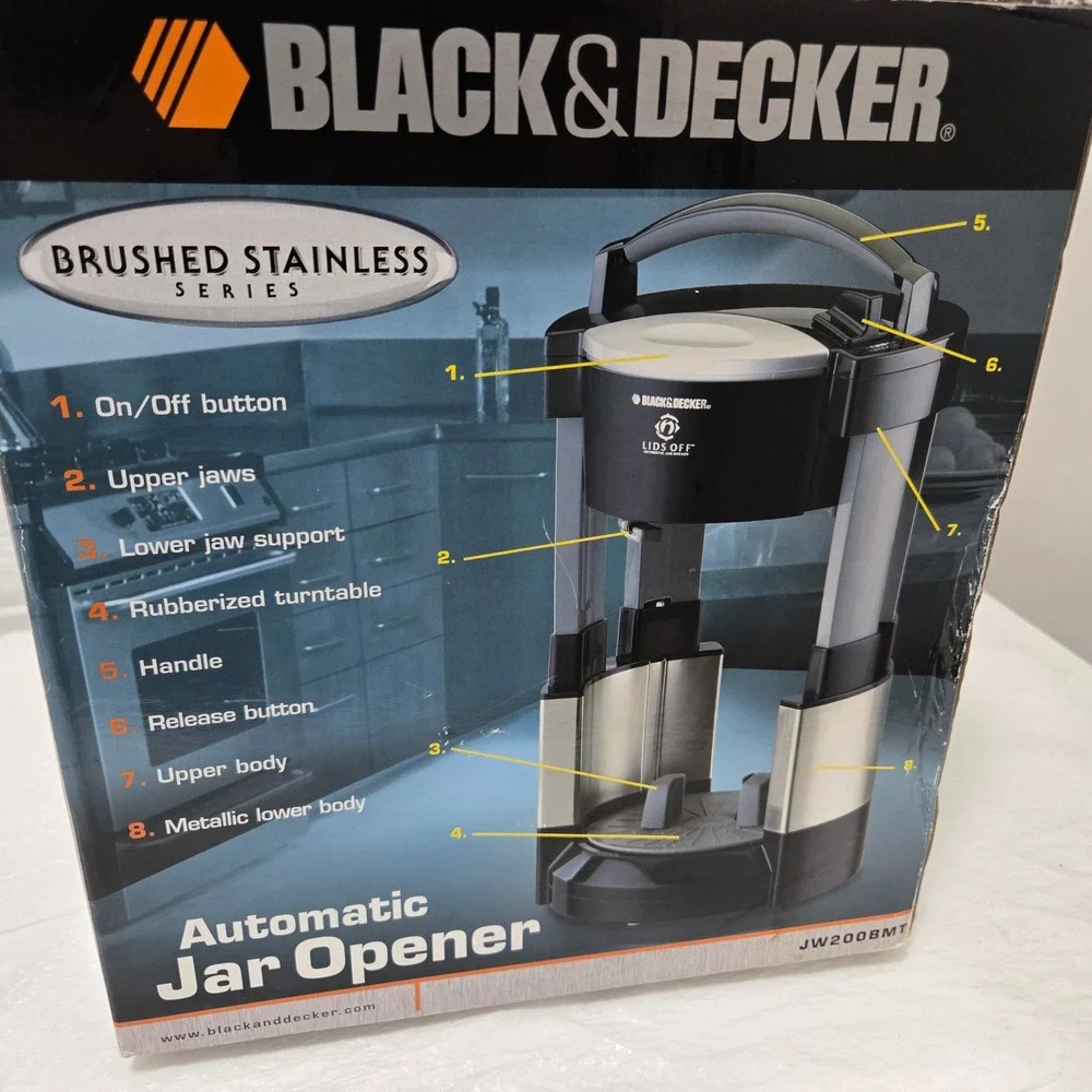 Black & Decker Lids Off Automatic Jar Opener Brushed Stainless JW200BMT New